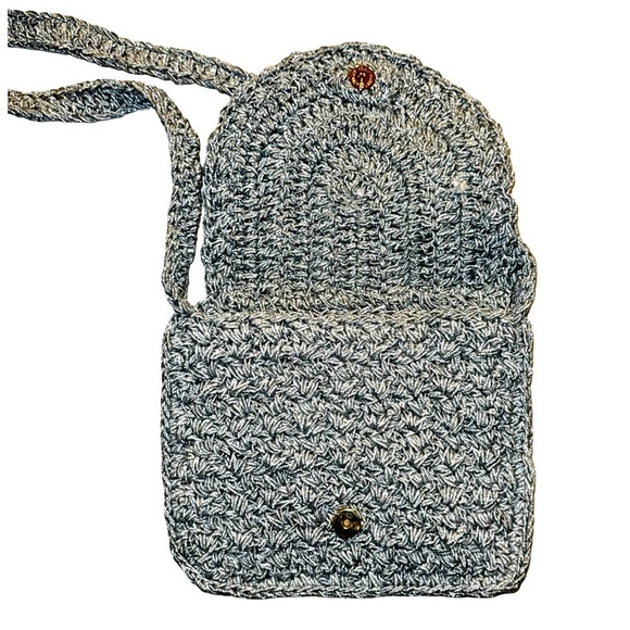 Carrie Forbes Vintage Crochet Satchel Handbag w/ Strap. Silver - Picture 9 of 11